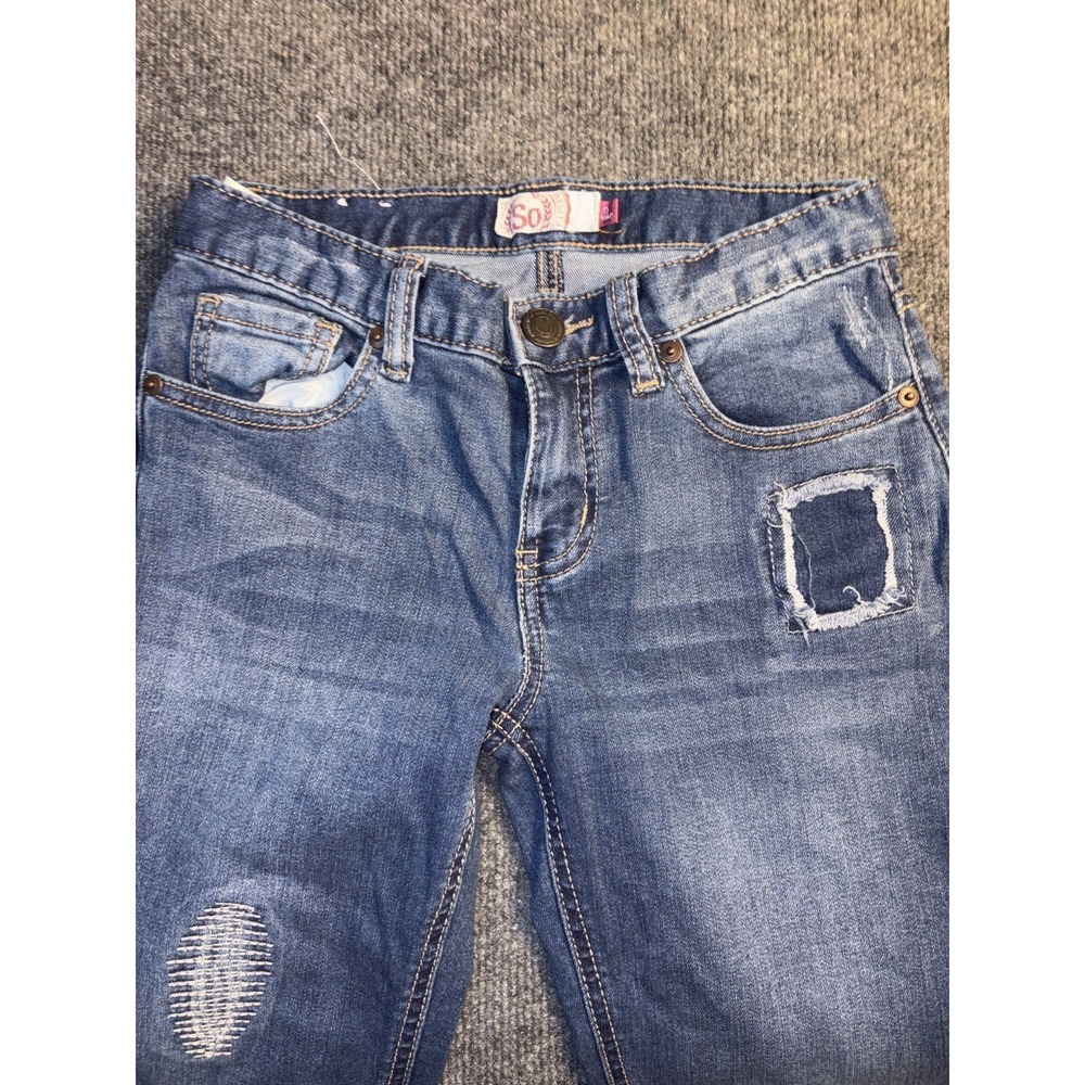 SO Straight Jeans Womens 0 Blue Denim Stretch Streetwear Low Rise‎ Medium Wash